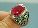 Turkish Handmade Jewelry 925 Sterling Silver Ruby Stone Mens Rings