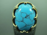 Turkish Handmade Jewelry 925 Sterling Silver Turquoise Stone Mens Rings