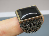 Turkish Handmade Jewelry 925 Sterling Silver Onyx Stone Mens Rings