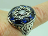 Turkish Handmade Jewelry 925 Sterling Silver Sapphire Stone Mens Rings