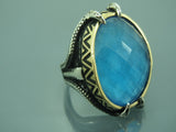 Turkish Handmade Jewelry 925 Sterling Silver Aquamarine Stone Mens Rings