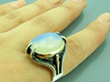 Turkish Handmade Jewelry 925 Sterling Silver Moonstone Mens Rings