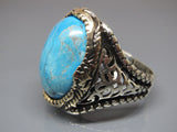 Turkish Handmade Jewelry 925 Sterling Silver Turquoise Stone Mens Rings