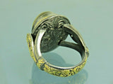 Turkish Handmade Jewelry 925 Sterling Silver Amber Stone Engraved Mens Rings