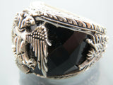 Turkish Handmade Jewelry 925 Sterling Silver Onyx Stone Mens Rings