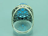 Turkish Handmade Jewelry 925 Sterling Silver Aquamarine Stone Mens Rings