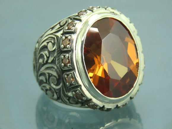 Turkish Handmade Jewelry 925 Sterling Silver Quartz Stone Mens Rings