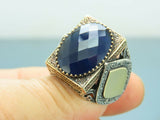 Turkish Handmade Jewelry 925 Sterling Silver Sapphire Stone Mens Rings