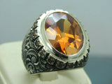 Turkish Handmade Jewelry 925 Sterling Silver Quartz Stone Mens Rings