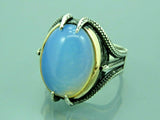 Turkish Handmade Jewelry 925 Sterling Silver Moonstone Mens Rings