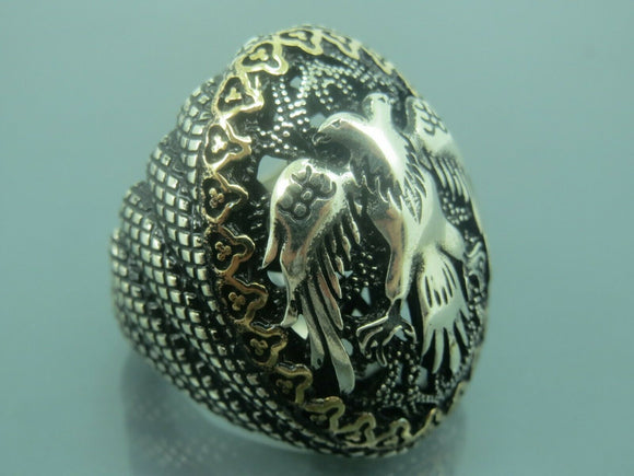 Turkish Handmade Jewelry 925 Sterling Silver Eagle Desing Mens Rings