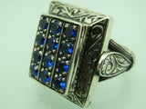 Turkish Handmade Jewelry 925 Sterling Silver Sapphire Stone Mens Rings