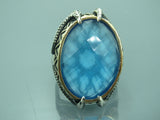 Turkish Handmade Jewelry 925 Sterling Silver Aquamarine Stone Mens Rings