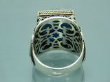 Turkish Handmade Jewelry 925 Sterling Silver Sapphire Stone Mens Rings