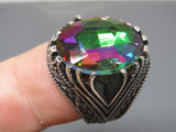 Turkish Handmade Jewelry 925 Sterling Silver Rainbow Stone Mens Rings