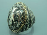 Turkish Handmade Jewelry 925 Sterling Silver Eagle Desing Mens Rings