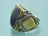 Turkish Handmade Jewelry 925 Sterling Silver Sapphire Stone Mens Rings