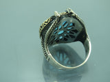 Turkish Handmade Jewelry 925 Sterling Silver Aquamarine Stone Mens Rings