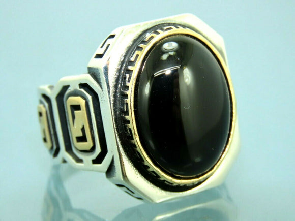 Turkish Handmade Jewelry 925 Sterling Silver Onyx Stone Mens Rings