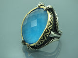 Turkish Handmade Jewelry 925 Sterling Silver Aquamarine Stone Mens Rings