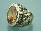Turkish Handmade Jewelry 925 Sterling Silver Quartz Stone Mens Rings