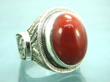 Turkish Handmade Jewelry 925 Sterling Silver Agate Stone Engraved Mens Rings