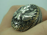 Turkish Handmade Jewelry 925 Sterling Silver Eagle Desing Mens Rings