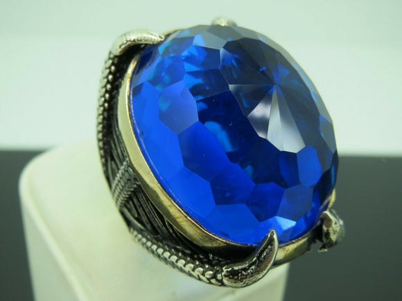 Turkish Handmade Jewelry 925 Sterling Silver Sapphire Stone Mens Rings