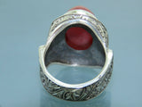 Turkish Handmade Jewelry 925 Sterling Silver Agate Stone Engraved Mens Rings
