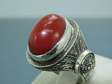 Turkish Handmade Jewelry 925 Sterling Silver Agate Stone Engraved Mens Rings