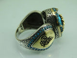 Turkish Handmade Jewelry 925 Sterling Silver Aquamarine Stone Men's Rings