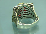 Turkish Handmade Jewelry 925 Sterling Silver Garnet Stone Mens Rings