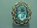 Turkish Handmade Jewelry 925 Sterling Silver Aquamarine Stone Men's Ring Sz 11