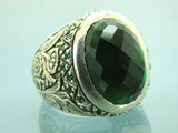 Turkish Handmade Jewelry 925 Sterling Silver Emerald Stone Mens Rings