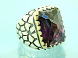 Turkish Handmade Jewelry 925 Sterling Silver Amethyst Stone Mens Rings