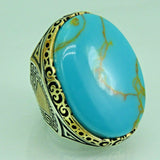 Turkish Handmade Jewelry 925 Sterling Silver Turquoise Stone Mens Rings