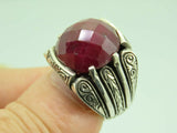 Turkish Handmade Jewelry 925 Sterling Silver Ruby Stone Mens Rings