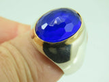 Turkish Handmade Jewlry 925 Sterling Silver Sapphire Stone Mens Rings