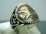 Turkish Handmade Jewelry 925 Sterling Silver Wolf Design Mens Rings