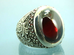Turkish Handmade Jewelry 925 Sterling Silver Ruby Stone Mens Rings