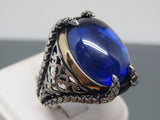 Turkish Handmade Jewelry 925 Sterling Silver Sapphire Stone Mens Rings