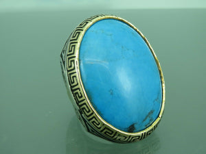 Turkish Handmade Jewelry 925 Sterling Silver Turquoıse Stone Mens Rings