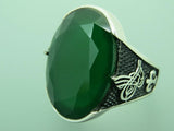 Turkish Handmade Jewelry 925 Sterling Silver Emerald Stone Mens Rings