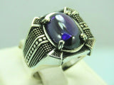 Turkish Handmade Jewelry 925 Sterling Silver Amethyst Stone Men's Rings