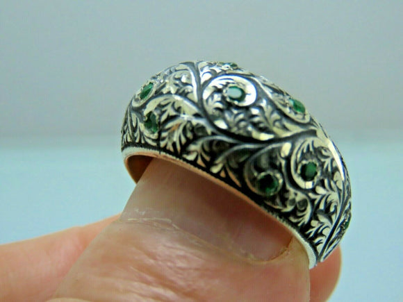 Turkish Handmade Jewelry 925 Sterling Silver Emerald Stone Mens Rings