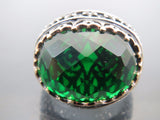 Turkish Handmade Jewelry 925 Sterling Silver Emerald Stone Mens Rings