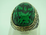 Turkish Handmade Jewelry 925 Sterling Silver Emerald Stone Mens Rings
