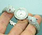 Turkish Handmade Jewelry 925 Sterling Silver Ruby Stone Womens' Watch