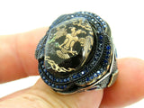 Turkish Handmade Jewelry 925 Sterling Silver Sapphire Stone Imperial Design Mens Rings