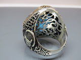Turkish Handmade Jewelry 925 Sterling Silver Aquamarine Stone Mens Rings